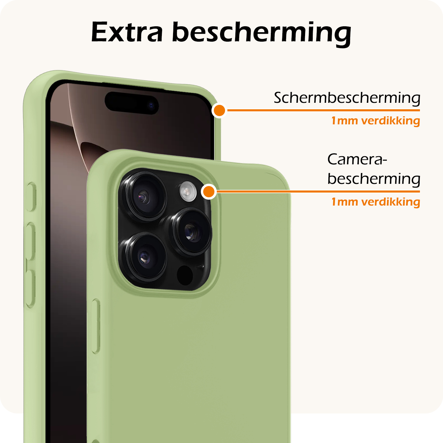 Nomfy Hoesje Geschikt voor iPhone 16 Pro Hoesje Siliconen Cover Case Met 2x Screenprotector - Hoes Geschikt voor iPhone 16 Pro Hoes Back Case - Groen