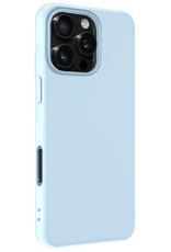 Nomfy Hoesje Geschikt voor iPhone 16 Pro Hoesje Siliconen Cover Case Met 2x Screenprotector - Hoes Geschikt voor iPhone 16 Pro Hoes Back Case - Lichtblauw