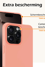 Nomfy Hoesje Geschikt voor iPhone 16 Pro Hoesje Siliconen Cover Case Met 2x Screenprotector - Hoes Geschikt voor iPhone 16 Pro Hoes Back Case - Perzik