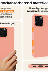 Nomfy Hoesje Geschikt voor iPhone 16 Pro Hoesje Siliconen Cover Case Met 2x Screenprotector - Hoes Geschikt voor iPhone 16 Pro Hoes Back Case - Perzik