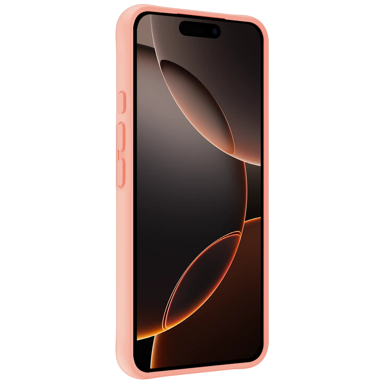 Nomfy Hoesje Geschikt voor iPhone 16 Pro Hoesje Siliconen Cover Case Met 2x Screenprotector - Hoes Geschikt voor iPhone 16 Pro Hoes Back Case - Perzik