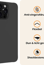 Nomfy Hoesje Geschikt voor iPhone 16 Pro Hoesje Siliconen Cover Case Met 2x Screenprotector - Hoes Geschikt voor iPhone 16 Pro Hoes Back Case - Zwart