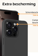 Nomfy Hoesje Geschikt voor iPhone 16 Pro Hoesje Siliconen Cover Case Met 2x Screenprotector - Hoes Geschikt voor iPhone 16 Pro Hoes Back Case - Zwart