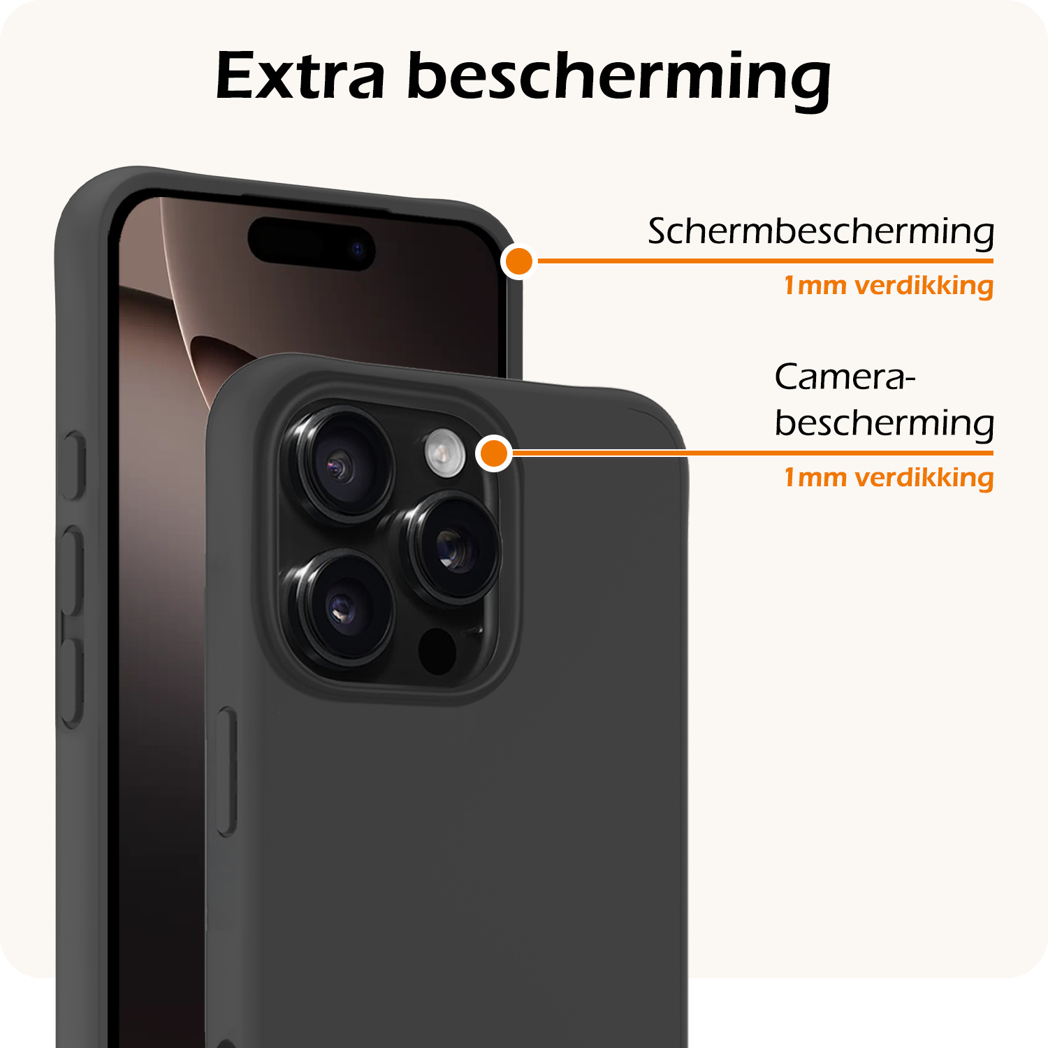 Nomfy Hoesje Geschikt voor iPhone 16 Pro Hoesje Siliconen Cover Case Met 2x Screenprotector - Hoes Geschikt voor iPhone 16 Pro Hoes Back Case - Zwart