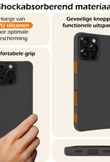 Nomfy Hoesje Geschikt voor iPhone 16 Pro Hoesje Siliconen Cover Case Met 2x Screenprotector - Hoes Geschikt voor iPhone 16 Pro Hoes Back Case - Zwart