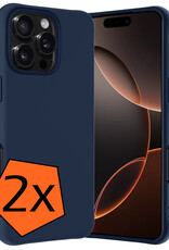 Nomfy Hoesje Geschikt voor iPhone 16 Pro Max Hoesje Siliconen Cover Case - Hoes Geschikt voor iPhone 16 Pro Max Hoes Back Case - 2-PACK - Donkerblauw