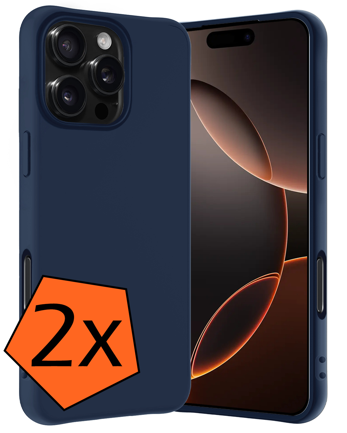 Nomfy Hoesje Geschikt voor iPhone 16 Pro Max Hoesje Siliconen Cover Case - Hoes Geschikt voor iPhone 16 Pro Max Hoes Back Case - 2-PACK - Donkerblauw