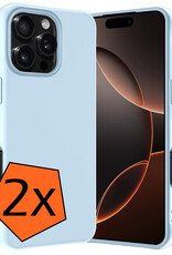 Nomfy Hoesje Geschikt voor iPhone 16 Pro Max Hoesje Siliconen Cover Case - Hoes Geschikt voor iPhone 16 Pro Max Hoes Back Case - 2-PACK - Lichtblauw