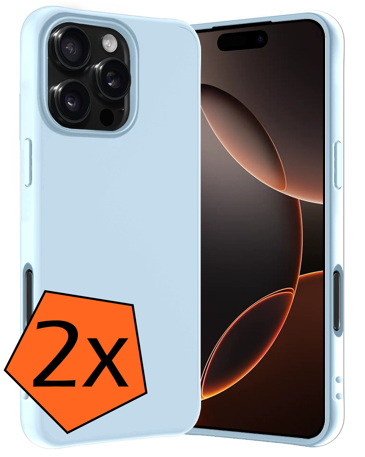 Nomfy Hoesje Geschikt voor iPhone 16 Pro Max Hoesje Siliconen Cover Case - Hoes Geschikt voor iPhone 16 Pro Max Hoes Back Case - 2-PACK - Lichtblauw