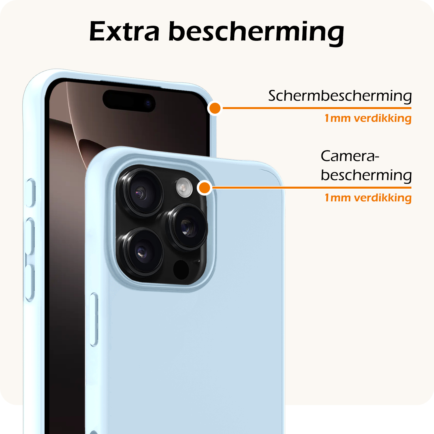 Nomfy Hoesje Geschikt voor iPhone 16 Pro Max Hoesje Siliconen Cover Case - Hoes Geschikt voor iPhone 16 Pro Max Hoes Back Case - 2-PACK - Lichtblauw