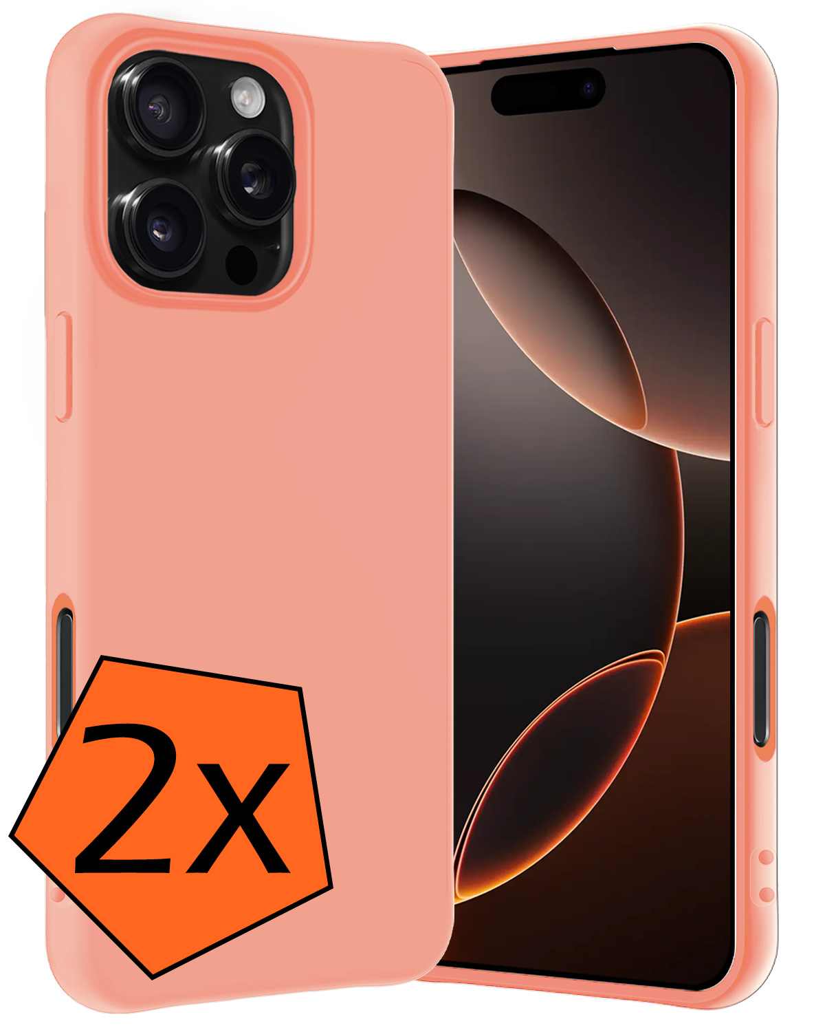 Nomfy Hoesje Geschikt voor iPhone 16 Pro Max Hoesje Siliconen Cover Case - Hoes Geschikt voor iPhone 16 Pro Max Hoes Back Case - 2-PACK - Perzik