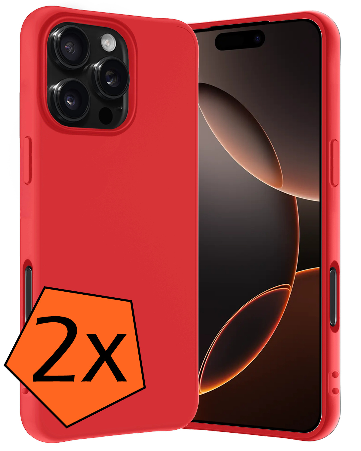 Nomfy Hoesje Geschikt voor iPhone 16 Pro Max Hoesje Siliconen Cover Case - Hoes Geschikt voor iPhone 16 Pro Max Hoes Back Case - 2-PACK - Rood