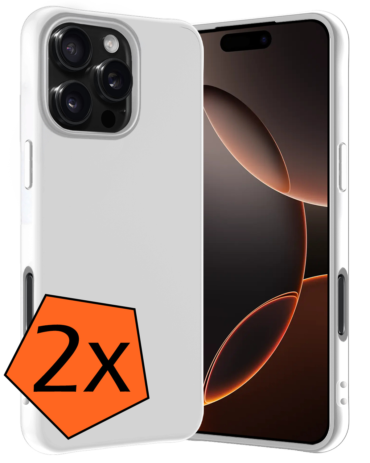 Nomfy Hoesje Geschikt voor iPhone 16 Pro Max Hoesje Siliconen Cover Case - Hoes Geschikt voor iPhone 16 Pro Max Hoes Back Case - 2-PACK - Wit