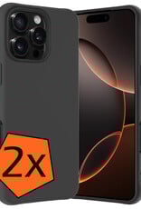 Nomfy Hoesje Geschikt voor iPhone 16 Pro Max Hoesje Siliconen Cover Case - Hoes Geschikt voor iPhone 16 Pro Max Hoes Back Case - 2-PACK - Zwart
