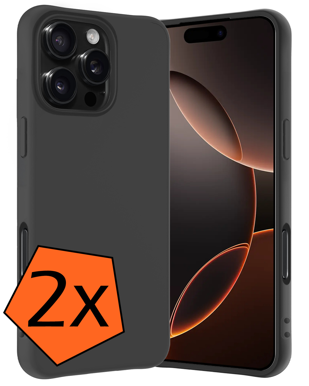 Nomfy Hoesje Geschikt voor iPhone 16 Pro Max Hoesje Siliconen Cover Case - Hoes Geschikt voor iPhone 16 Pro Max Hoes Back Case - 2-PACK - Zwart