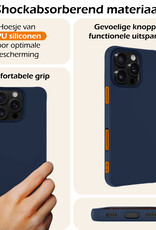 Nomfy Hoesje Geschikt voor iPhone 16 Pro Max Hoesje Siliconen Cover Case Met Screenprotector - Hoes Geschikt voor iPhone 16 Pro Max Hoes Back Case - Donkerblauw
