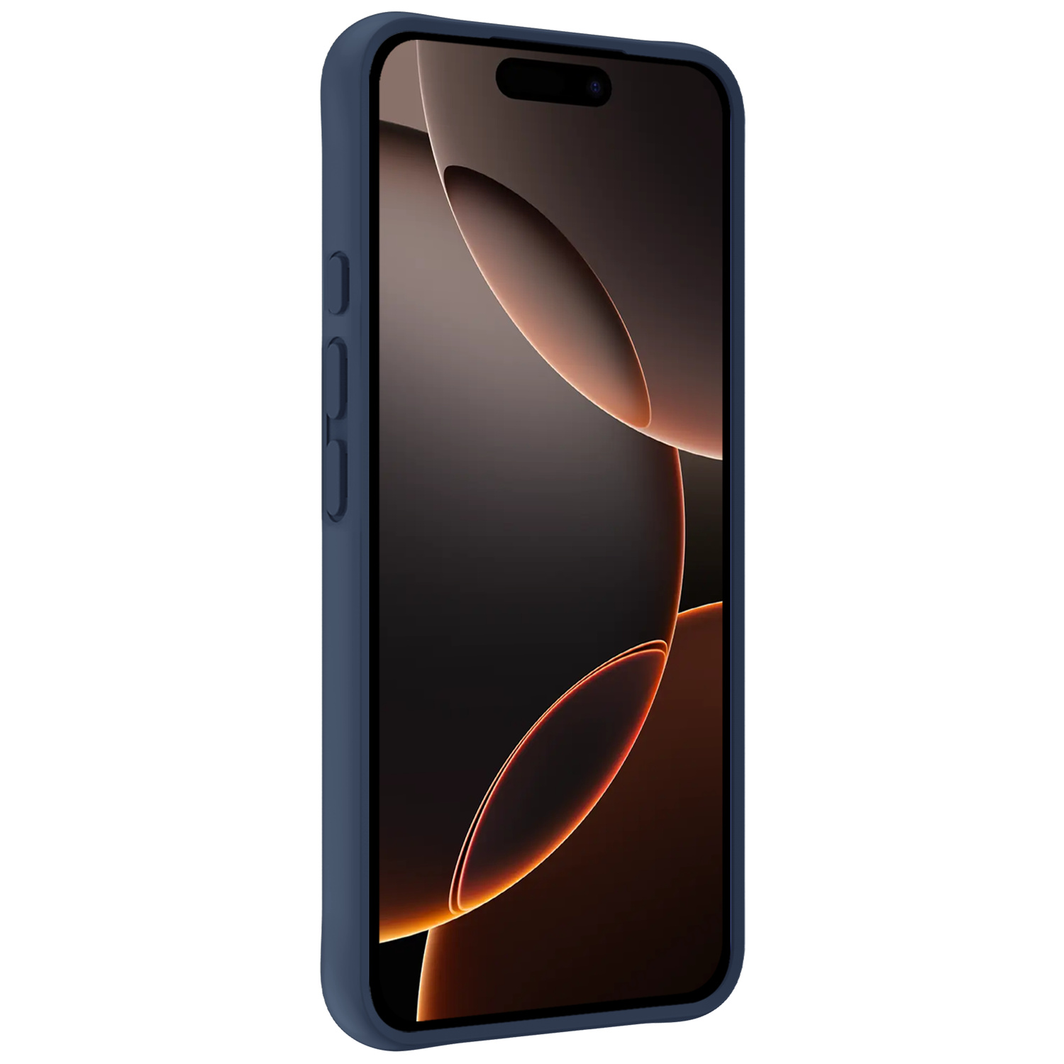 Nomfy Hoesje Geschikt voor iPhone 16 Pro Max Hoesje Siliconen Cover Case Met Screenprotector - Hoes Geschikt voor iPhone 16 Pro Max Hoes Back Case - Donkerblauw
