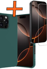 Nomfy Hoesje Geschikt voor iPhone 16 Pro Max Hoesje Siliconen Cover Case Met Screenprotector - Hoes Geschikt voor iPhone 16 Pro Max Hoes Back Case - Donkergroen