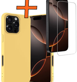 Nomfy Nomfy iPhone 16 Pro Max Hoesje Siliconen Met Screenprotector Met Dichte Notch - Geel