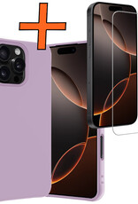 Nomfy Hoesje Geschikt voor iPhone 16 Pro Max Hoesje Siliconen Cover Case Met Screenprotector - Hoes Geschikt voor iPhone 16 Pro Max Hoes Back Case - Lila
