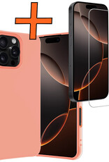 Nomfy Hoesje Geschikt voor iPhone 16 Pro Max Hoesje Siliconen Cover Case Met Screenprotector - Hoes Geschikt voor iPhone 16 Pro Max Hoes Back Case - Perzik