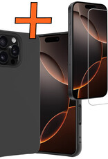 Nomfy Hoesje Geschikt voor iPhone 16 Pro Max Hoesje Siliconen Cover Case Met Screenprotector - Hoes Geschikt voor iPhone 16 Pro Max Hoes Back Case - Zwart