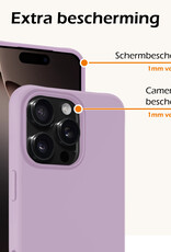 Nomfy Hoesje Geschikt voor iPhone 16 Pro Max Hoesje Siliconen Cover Case Met 2x Screenprotector - Hoes Geschikt voor iPhone 16 Pro Max Hoes Back Case - Lila