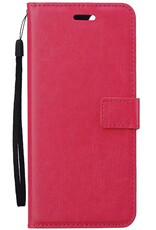 Nomfy Hoesje Geschikt voor iPhone 16 Hoes Bookcase Flipcase Book Cover - Hoes Geschikt voor iPhone 16 Hoesje Book Case - Donkerroze