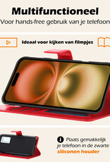 Nomfy Hoesje Geschikt voor iPhone 16 Hoes Bookcase Flipcase Book Cover - Hoes Geschikt voor iPhone 16 Hoesje Book Case - Rood