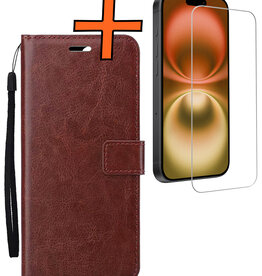 Nomfy Nomfy iPhone 16 Hoesje Bookcase Met Screenprotector - Bruin