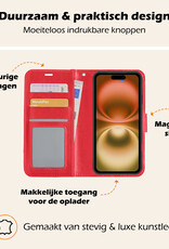 Nomfy Hoesje Geschikt voor iPhone 16 Hoes Bookcase Flipcase Book Cover Met Screenprotector - Hoes Geschikt voor iPhone 16 Hoesje Book Case - Rood