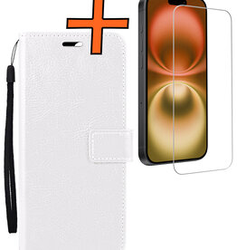 Nomfy Nomfy iPhone 16 Hoesje Bookcase Met Screenprotector - Wit