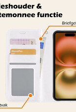 Nomfy Hoesje Geschikt voor iPhone 16 Hoes Bookcase Flipcase Book Cover Met Screenprotector - Hoes Geschikt voor iPhone 16 Hoesje Book Case - Wit