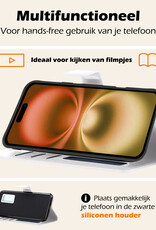 Nomfy Hoesje Geschikt voor iPhone 16 Hoes Bookcase Flipcase Book Cover Met Screenprotector - Hoes Geschikt voor iPhone 16 Hoesje Book Case - Wit