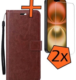 Nomfy Nomfy iPhone 16 Hoesje Bookcase Met 2x Screenprotector - Bruin