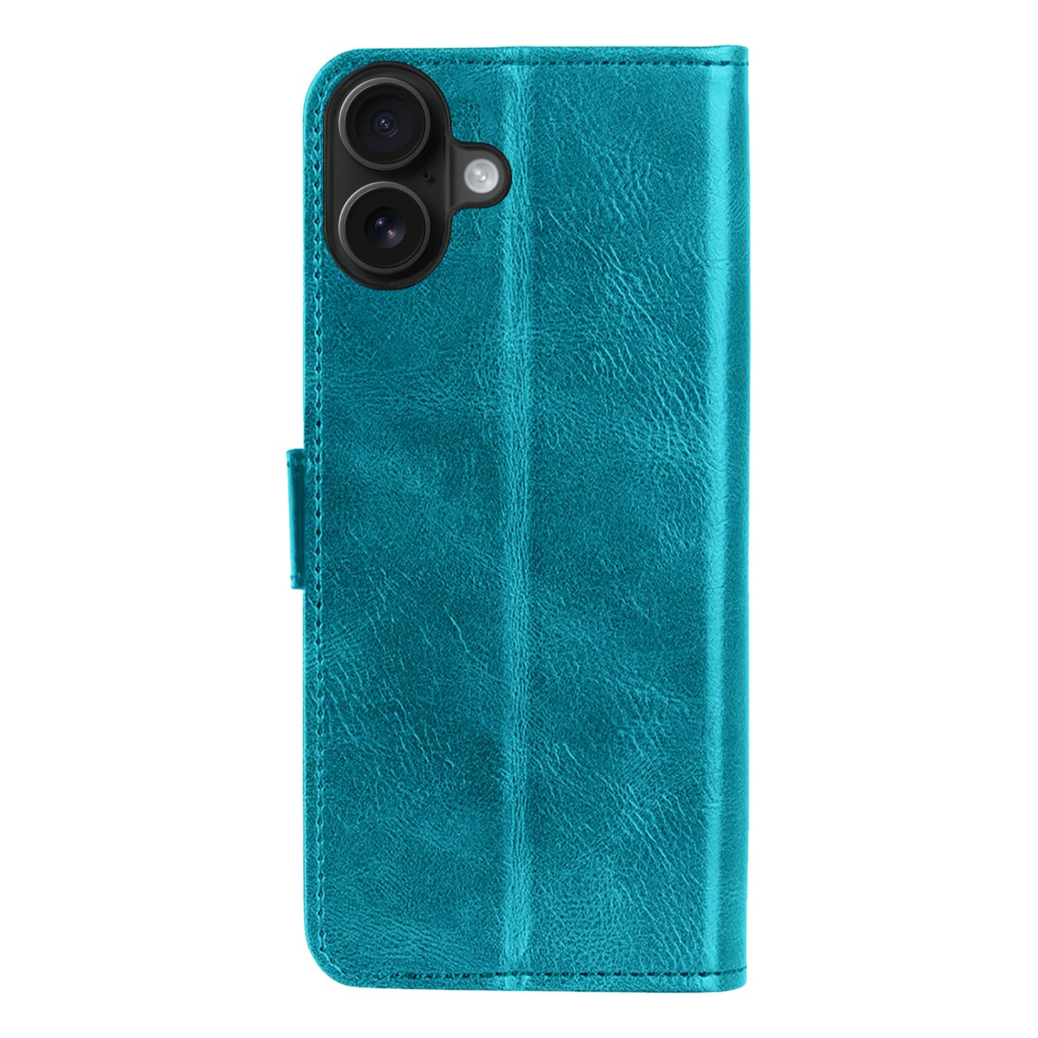 Nomfy Hoesje Geschikt voor iPhone 16 Hoes Bookcase Flipcase Book Cover Met 2x Screenprotector - Hoes Geschikt voor iPhone 16 Hoesje Book Case - Turquoise