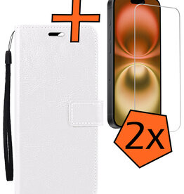Nomfy Nomfy iPhone 16 Hoesje Bookcase Met 2x Screenprotector - Wit