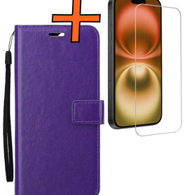 Nomfy Nomfy iPhone 16 Plus Hoesje Bookcase Met Screenprotector - Paars