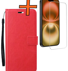 Nomfy Nomfy iPhone 16 Plus Hoesje Bookcase Met Screenprotector - Rood