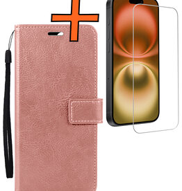 Nomfy Nomfy iPhone 16 Plus Hoesje Bookcase Met Screenprotector - Rose Goud