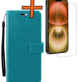 Nomfy Nomfy iPhone 16 Plus Hoesje Bookcase Met Screenprotector - Turquoise