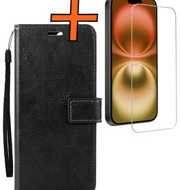 Nomfy Nomfy iPhone 16 Plus Hoesje Bookcase Met Screenprotector - Zwart