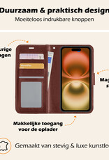 Nomfy Hoesje Geschikt voor iPhone 16 Plus Hoes Bookcase Flipcase Book Cover Met 2x Screenprotector - Hoes Geschikt voor iPhone 16 Plus Hoesje Book Case - Bruin