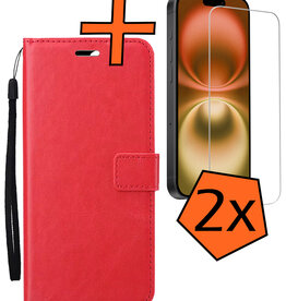 Nomfy Nomfy iPhone 16 Plus Hoesje Bookcase Met 2x Screenprotector - Rood