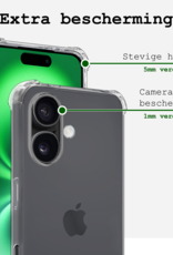 BASEY. Hoes Geschikt voor iPhone 16 Hoesje Shock Proof Case Hoes Siliconen - Hoesje Geschikt voor iPhone 16 Hoes Cover Shockproof - Transparant
