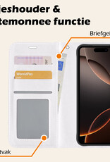 Nomfy Hoesje Geschikt voor iPhone 16 Pro Hoes Bookcase Flipcase Book Cover - Hoes Geschikt voor iPhone 16 Pro Hoesje Book Case - Wit