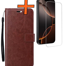 Nomfy Nomfy iPhone 16 Pro Hoesje Bookcase Met Screenprotector - Bruin