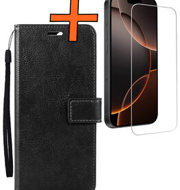 Nomfy Nomfy iPhone 16 Pro Hoesje Bookcase Met Screenprotector - Zwart