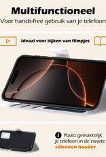 Nomfy Hoesje Geschikt voor iPhone 16 Pro Hoes Bookcase Flipcase Book Cover Met 2x Screenprotector - Hoes Geschikt voor iPhone 16 Pro Hoesje Book Case - Wit