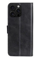 Nomfy Hoesje Geschikt voor iPhone 16 Pro Hoes Bookcase Flipcase Book Cover Met 2x Screenprotector - Hoes Geschikt voor iPhone 16 Pro Hoesje Book Case - Zwart